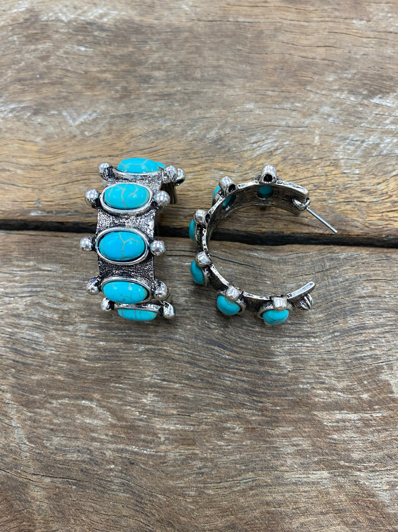 Lana - Turquoise Hoop Earrings