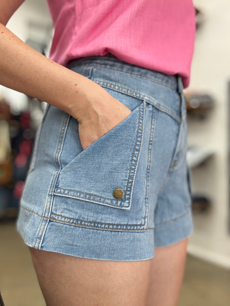 Polly Shorts - Blue Denim High Waisted