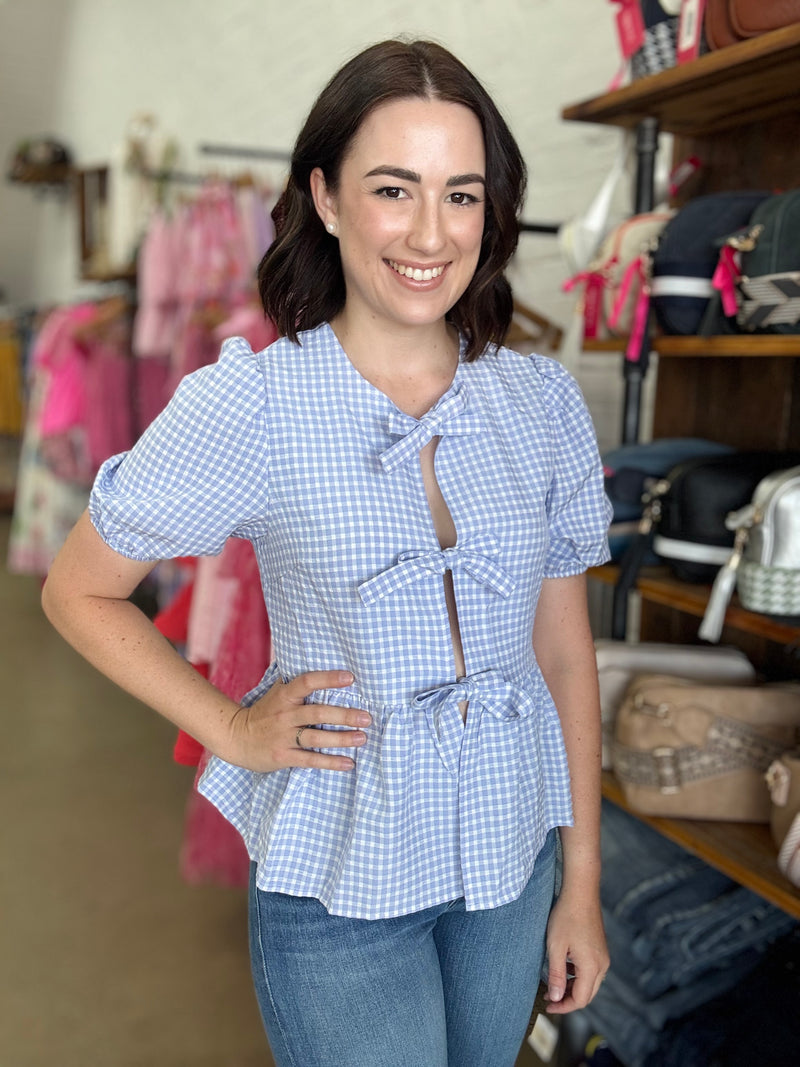 Bailey Top - Blue Gingham