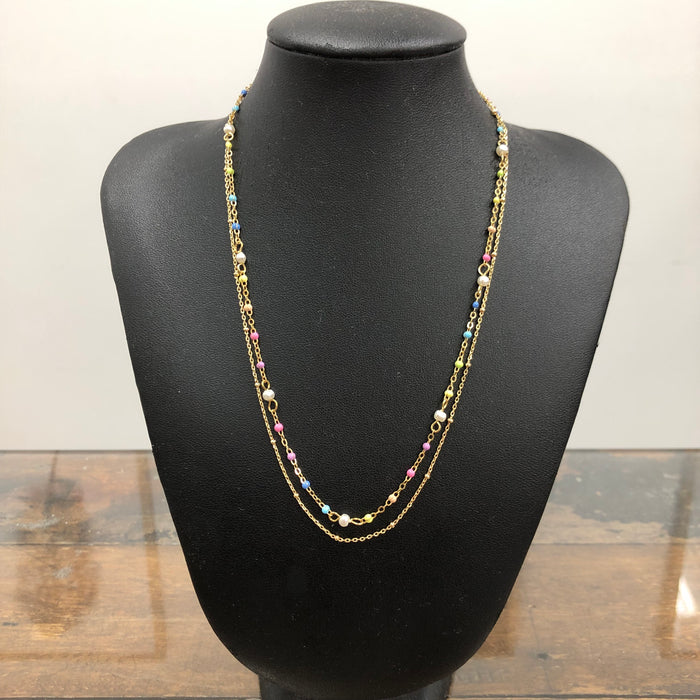 Gold Beaded Multi - Necklace