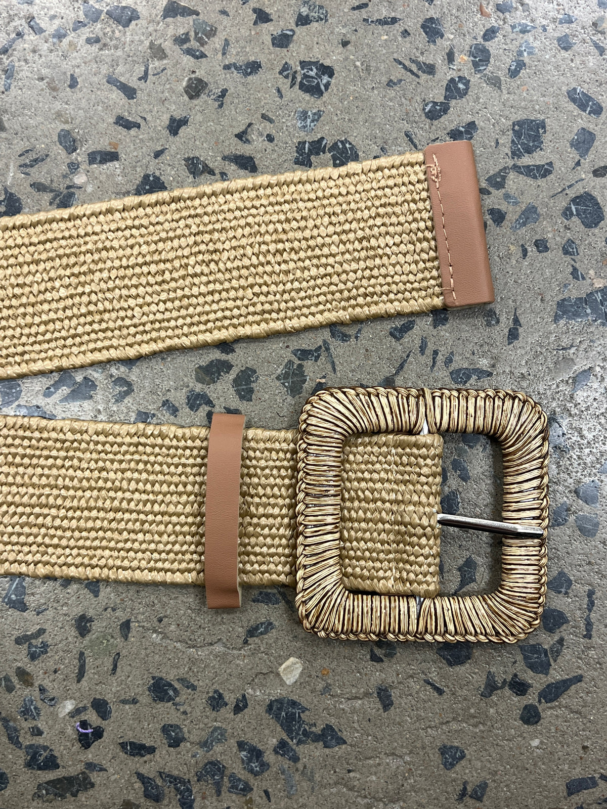 Boutique Belt - Square Rattan Buckle (Brown)