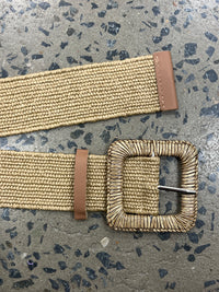 Boutique Belt - Square Rattan Buckle (Brown)