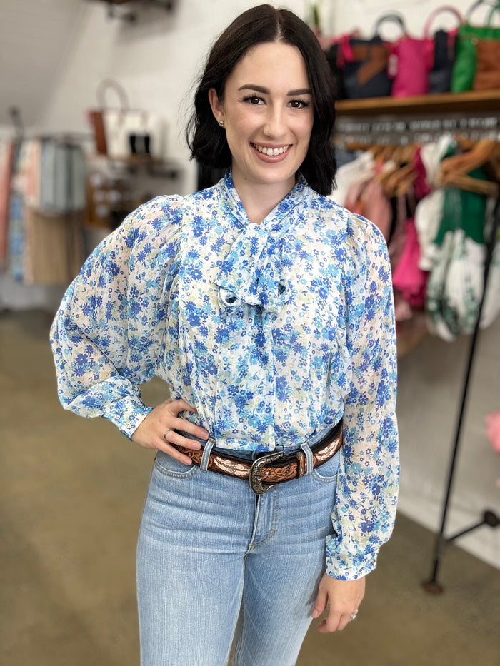 Jacinta Top - Blue Floral