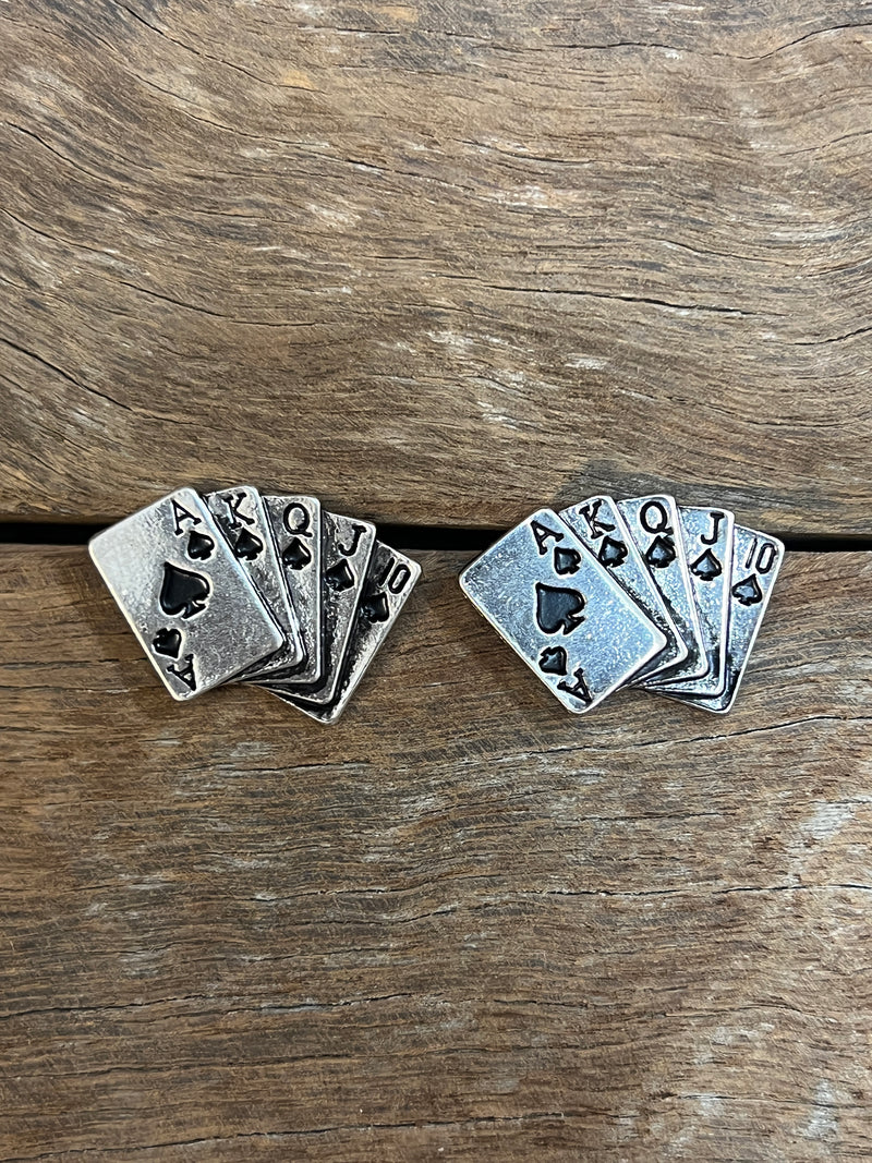 Ace - Silver Card Earrings