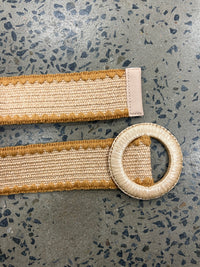 Boutique Belt - Round Buckle With Edging (Tan/Orange)