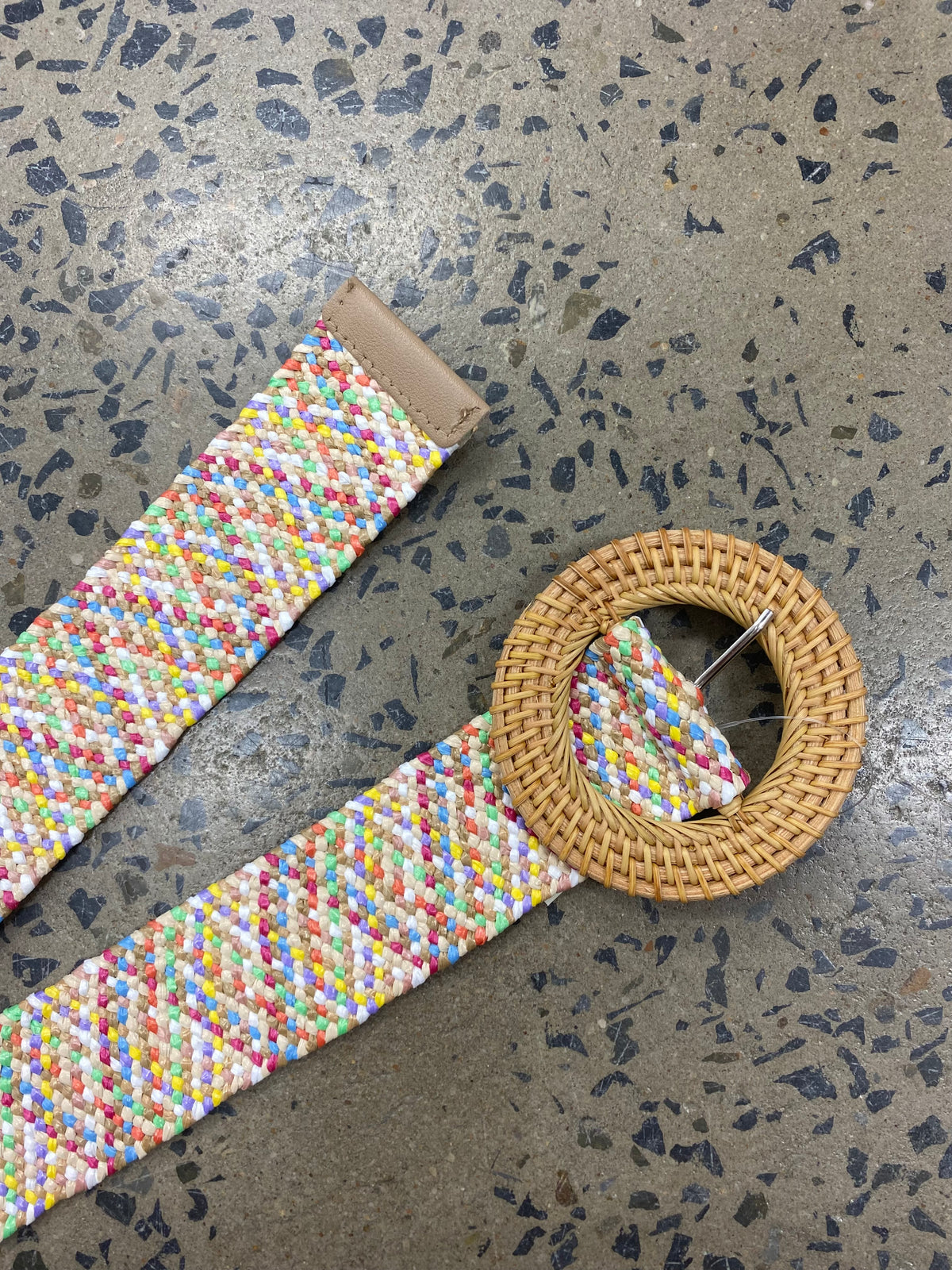 Boutique Belt - Rattan Buckle (Multicoloured)