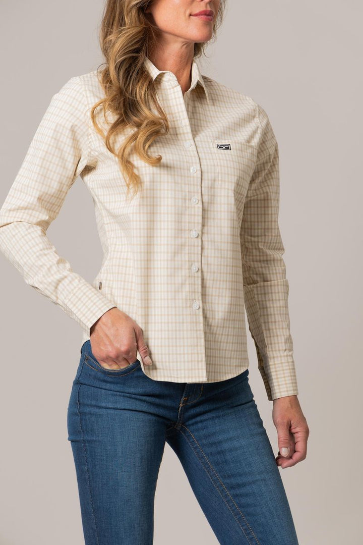 Kimes Ranch Long Sleeved Shirt - Tucco Mini Check Khaki