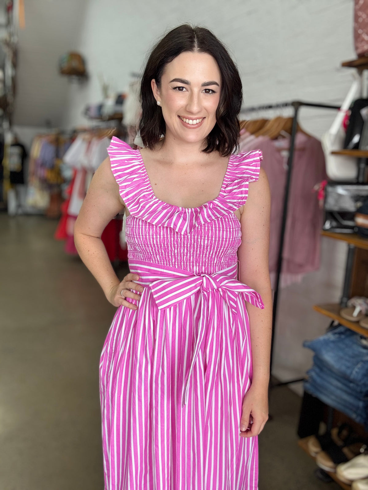 Ramona Dress - Pink Stripe