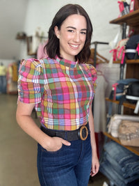 Geniveve Top - Vintage Plaid