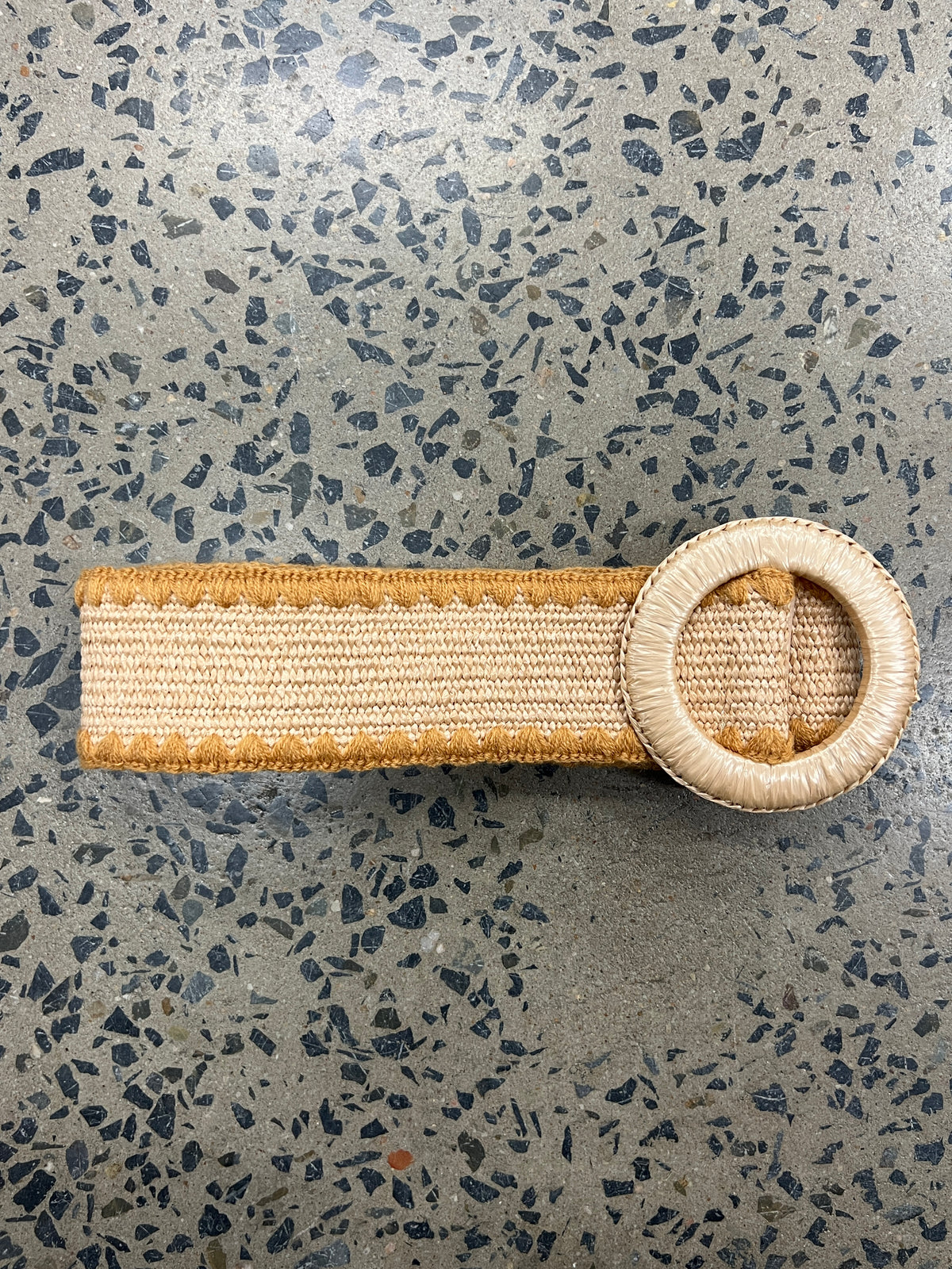 Boutique Belt - Round Buckle With Edging (Tan/Orange)