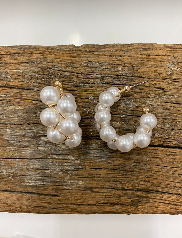 Earrings - Pearl Hoop Earring