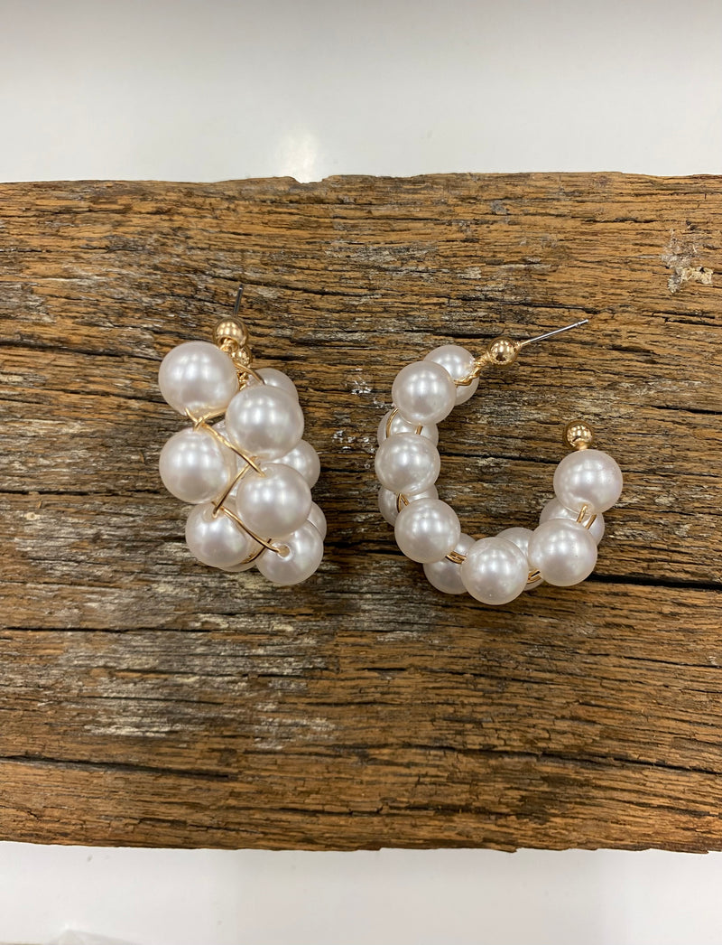 Earrings - Pearl Hoop Earring