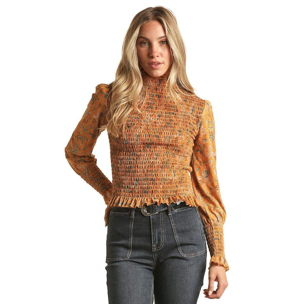 Viola Top - Mustard Floral