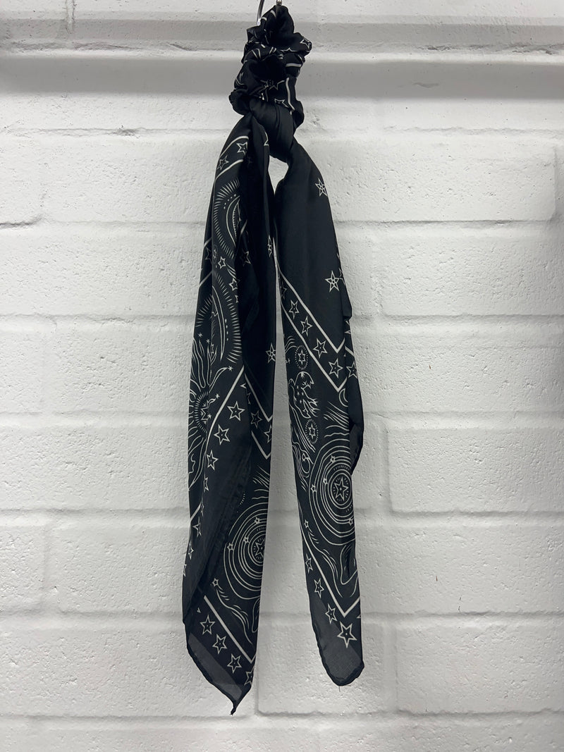 Scarf With Matching Scrunchie - Cosmic Black