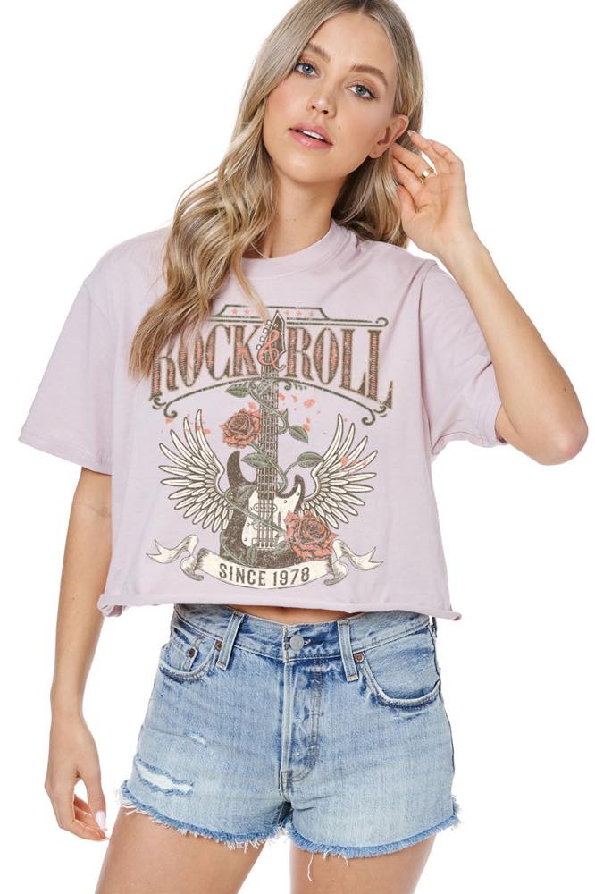 Rock And Roll Since 1978 Crop Tee - Rose