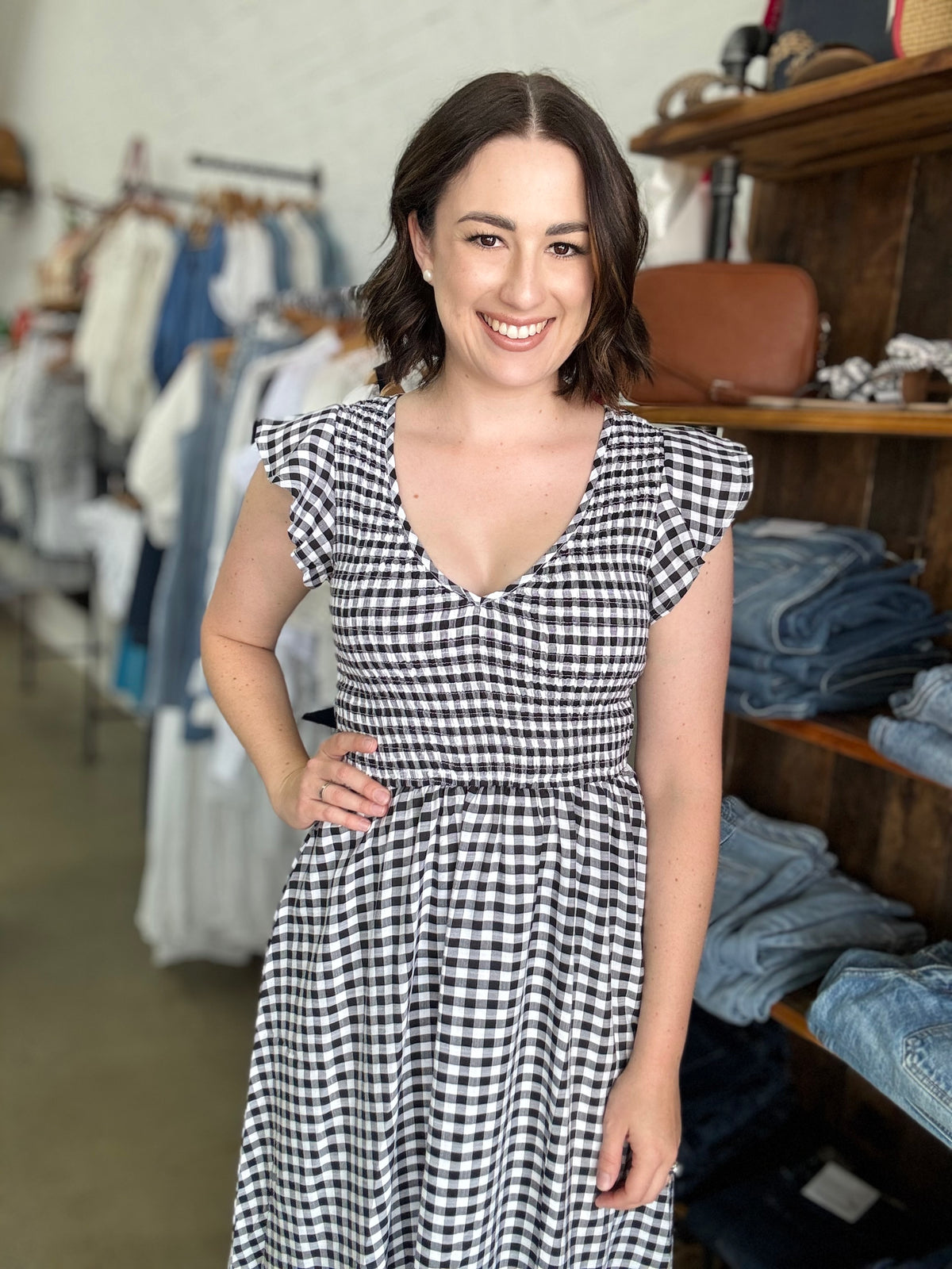 Martha Dress - Black Gingham