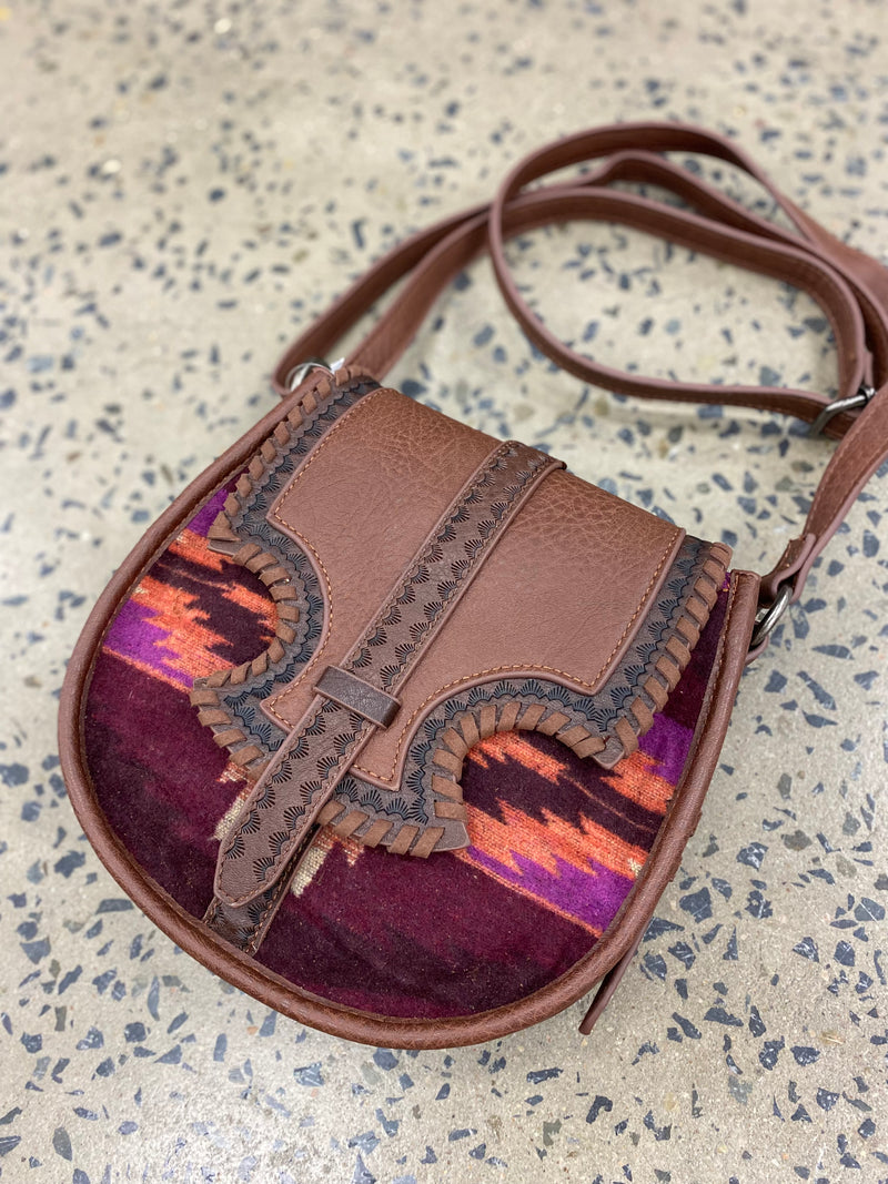 Sam Saddle Bag Leather & Aztec