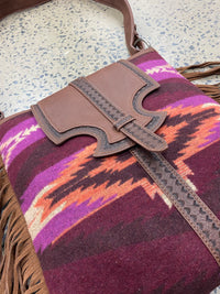 Willa Purple Aztec Saddle Cloth Crossbody