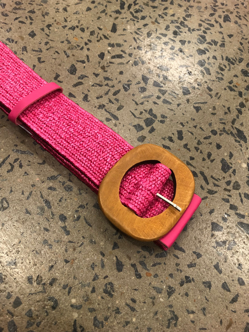 Oval Buckle Boutique Belt - Hot Pink