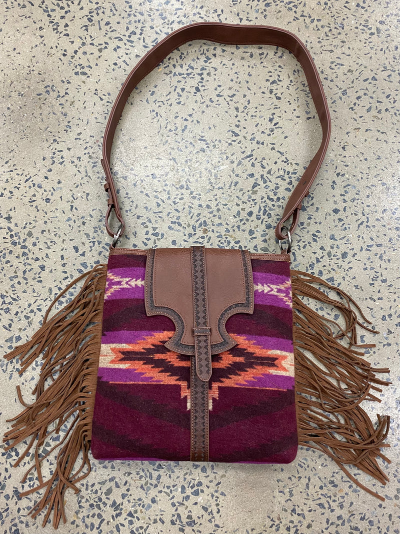 Willa Purple Aztec Saddle Cloth Crossbody