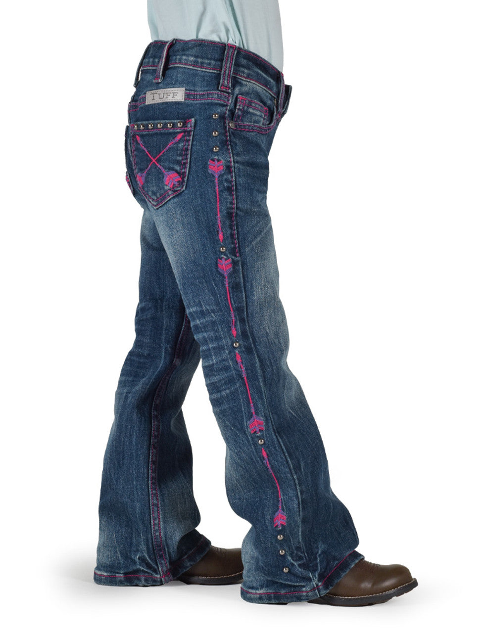 Girl's Cowgirl Tuff Jeans - Pink Arrows