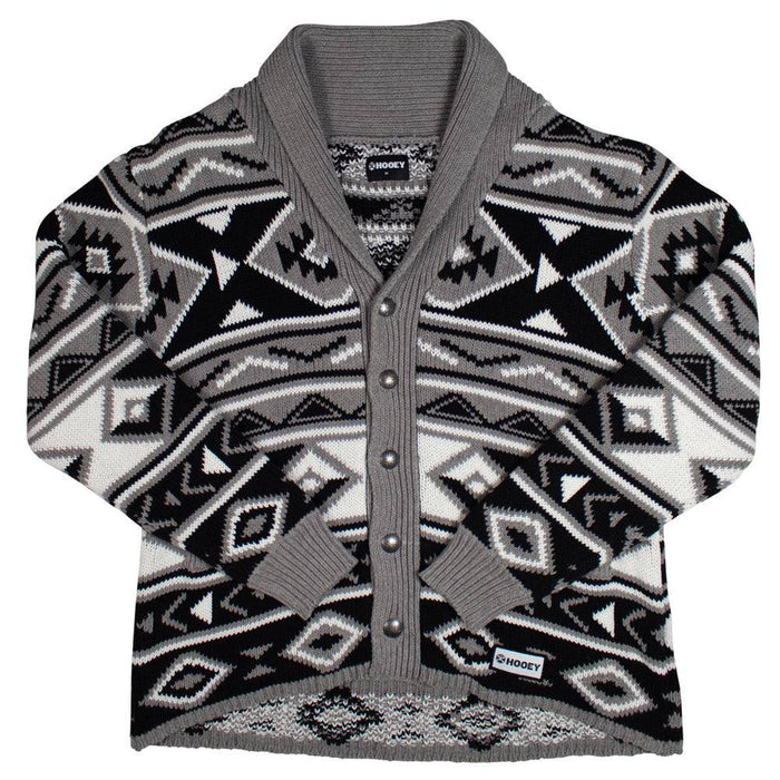 Hooey - Women's Charcoal Aztec Pattern Short Duster Cardigan