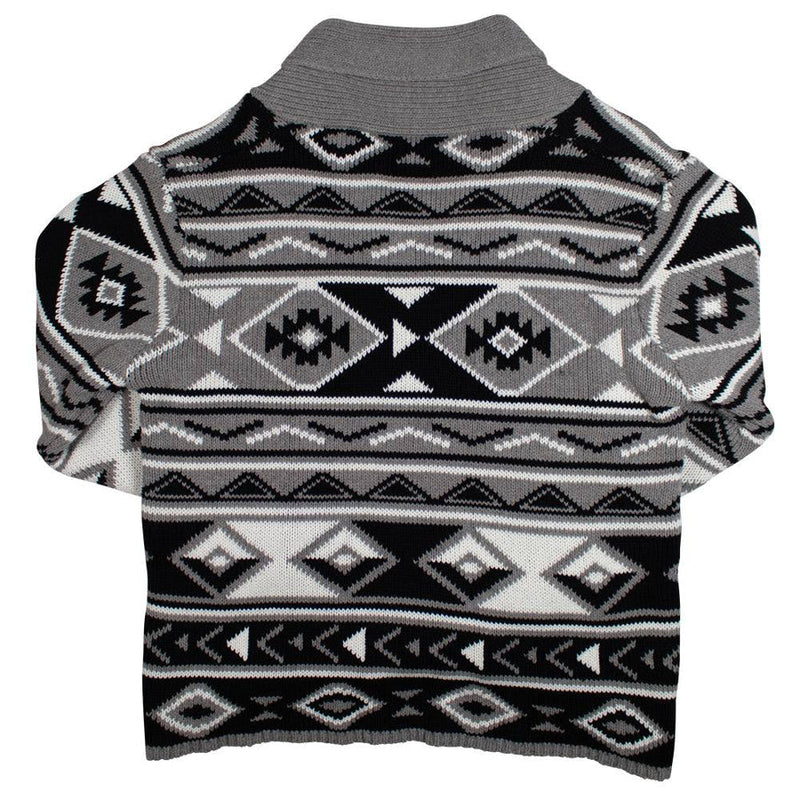 Hooey - Women's Charcoal Aztec Pattern Short Duster Cardigan