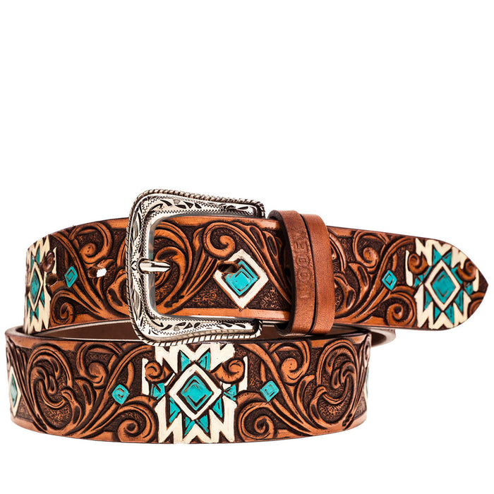 Western Belt - Dyani Aztec Hooey Belt (Brown/Turquoise/Ivory)