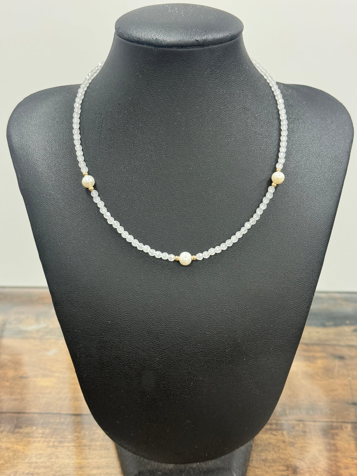 White Beaded Gold and Pearl - Necklace