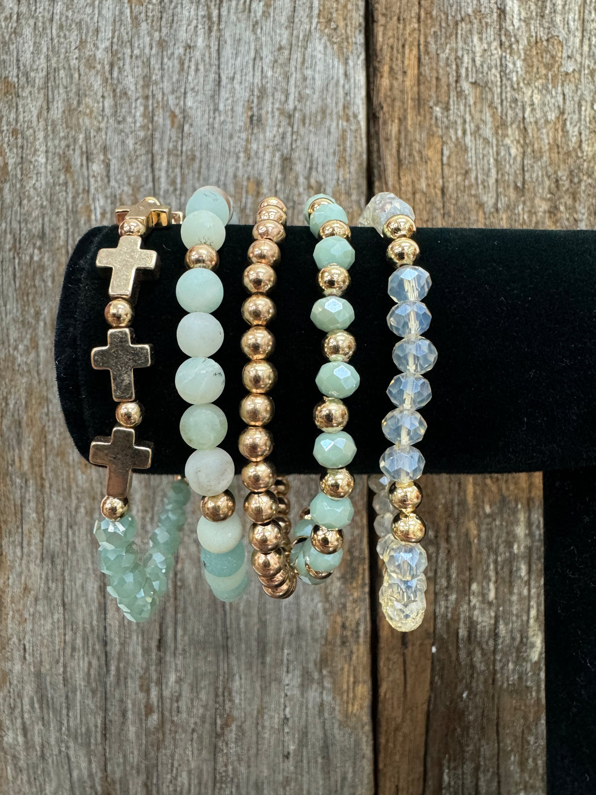 Bracelet - Gold & Mint Stack