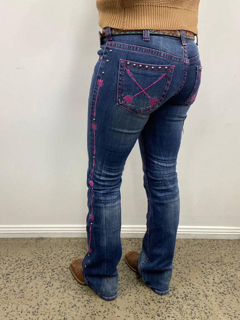 Cowgirl Tuff Jeans - Pink Arrows