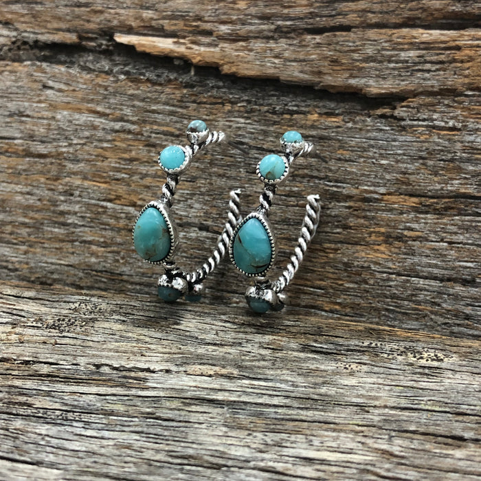 Leah - Turquoise Twisted Hoops