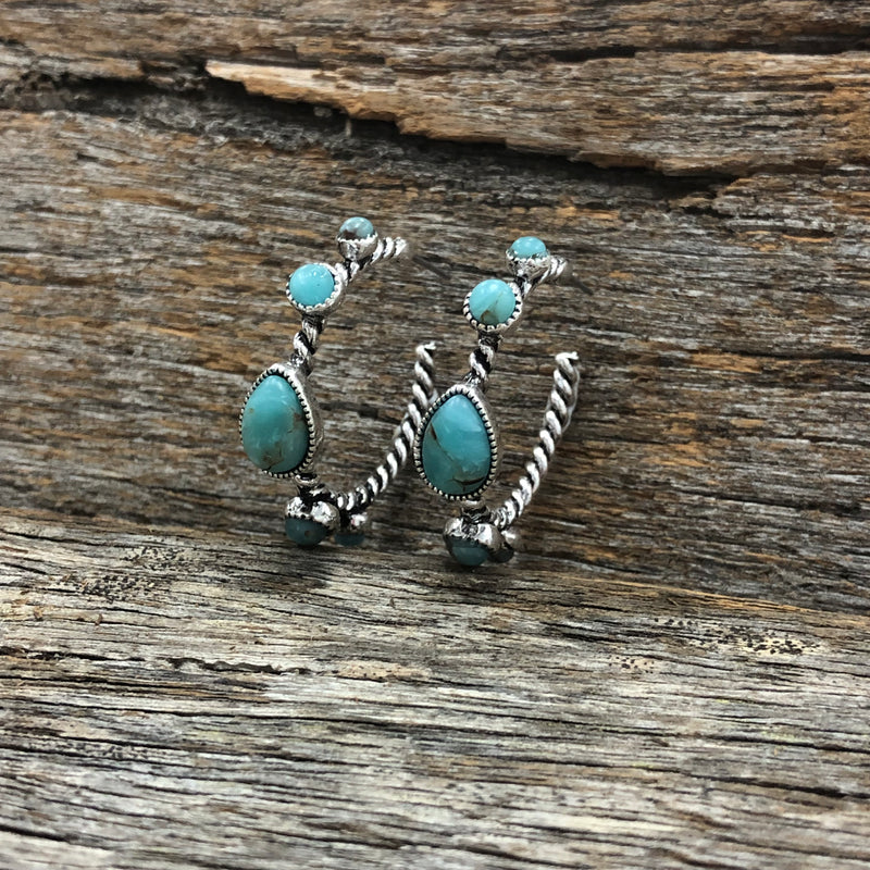 Leah - Turquoise Twisted Hoops