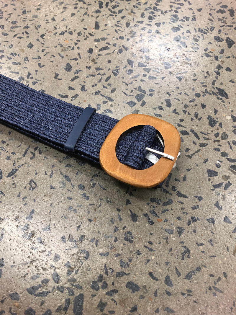 Oval Buckle Boutique Belt - Navy