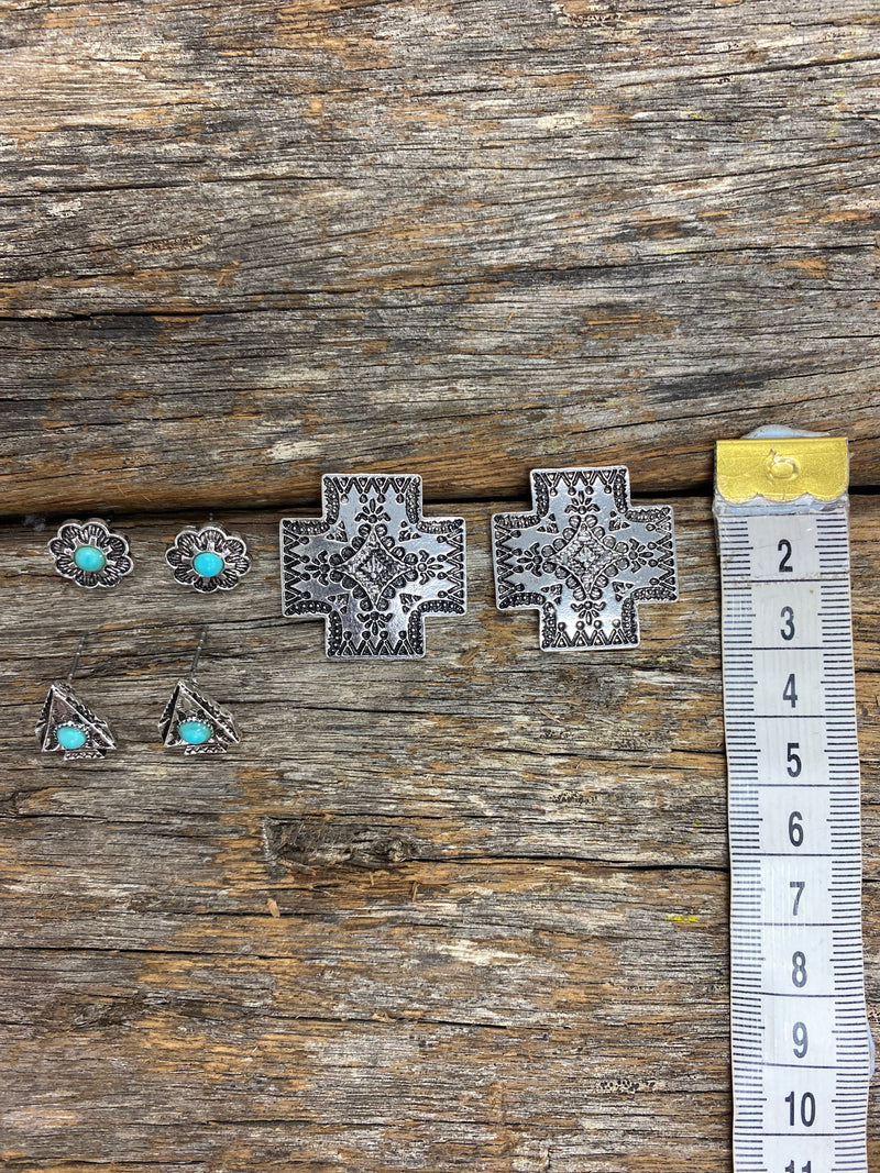 Earring Trio - Silver and Turquoise