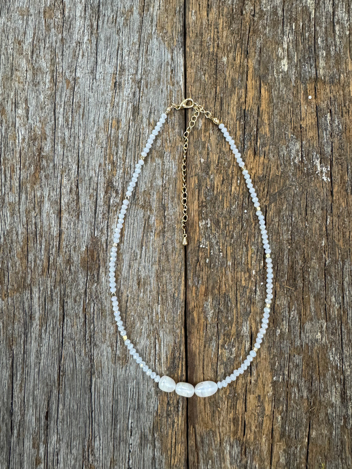 June Necklace - White & Pearl