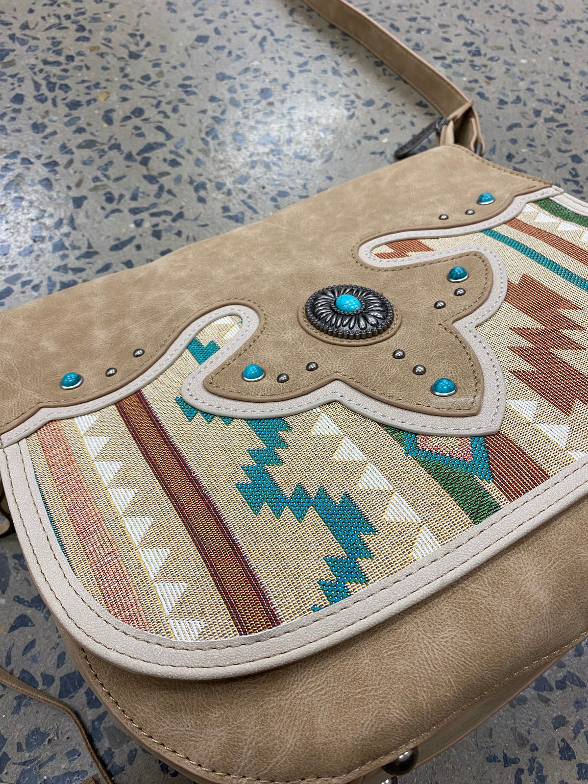 Sadie Beige Aztec Crossbody