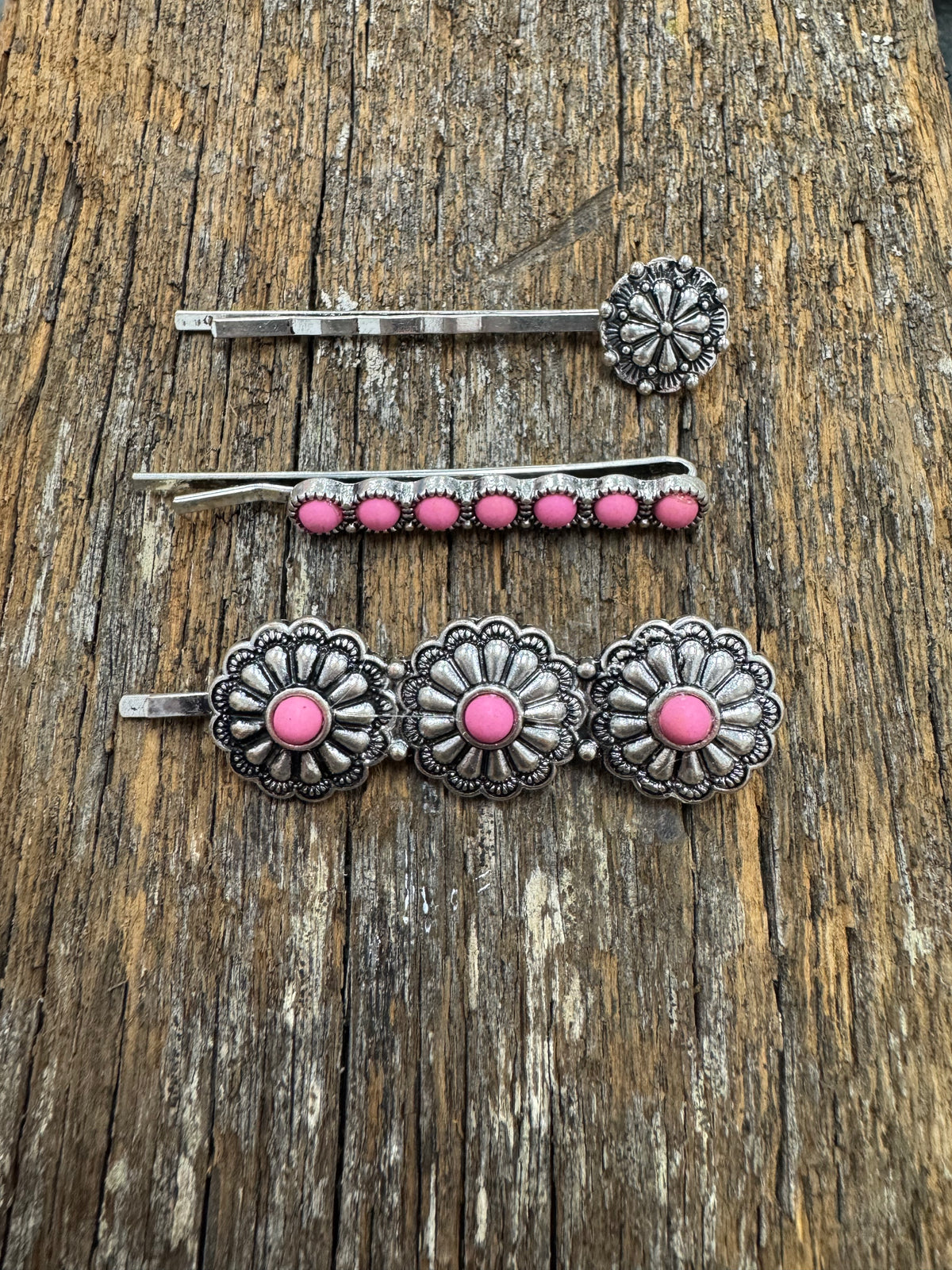 Western Hair Piece - Hot Pink Hair Pin (Set of 3)