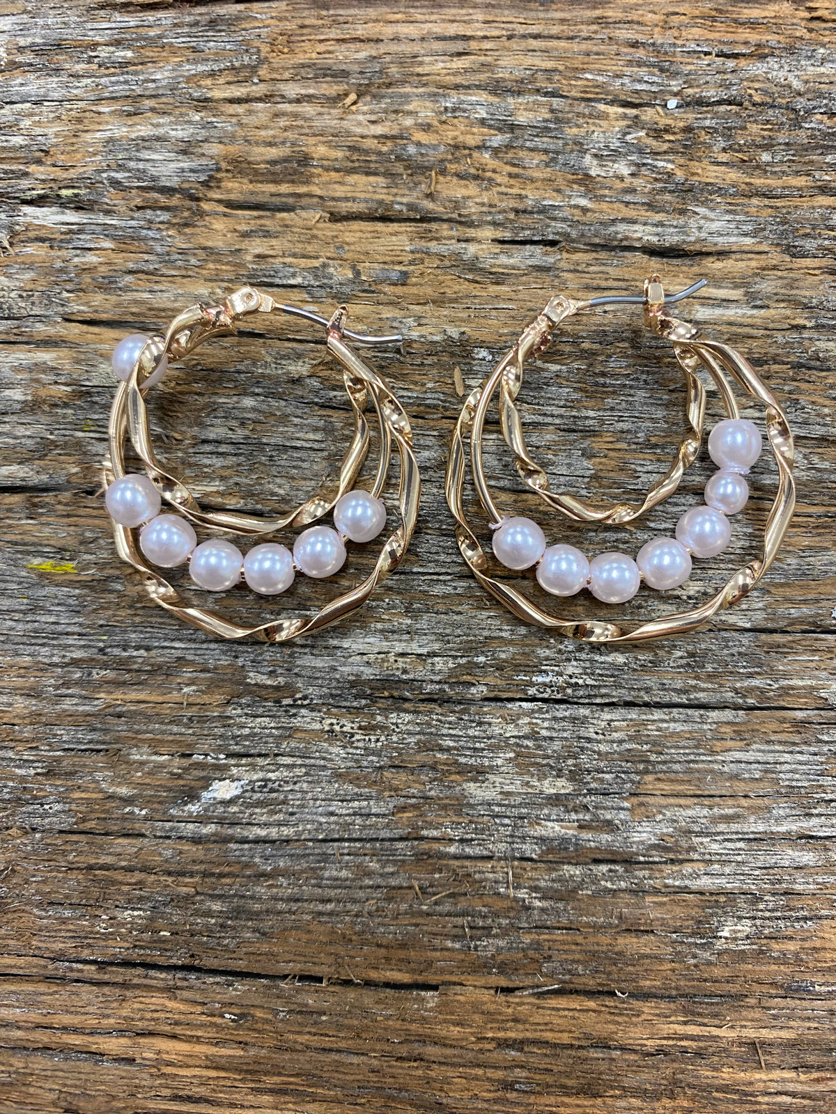 Earrings - Pearl Double Hoop