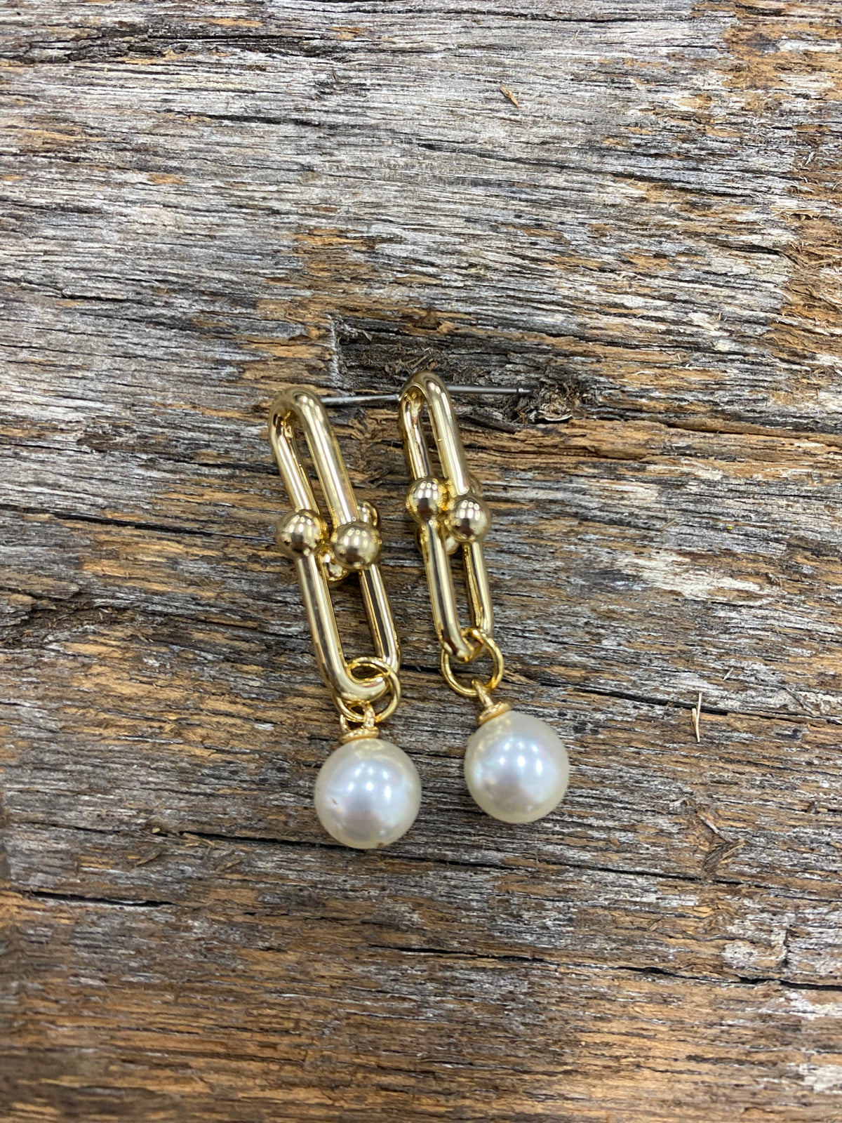 Earrings - Gold & Pearl Bead