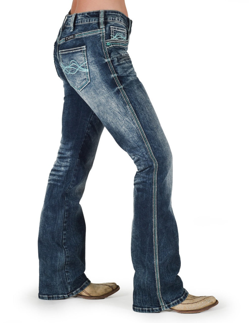 Cowgirl Tuff Jeans - Turquoise Hurricane Bootcut