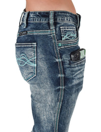 Cowgirl Tuff Jeans - Turquoise Hurricane Bootcut