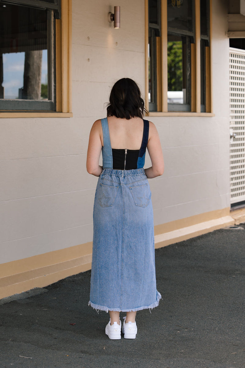 Mackena Top - Denim/Leopard Reversible