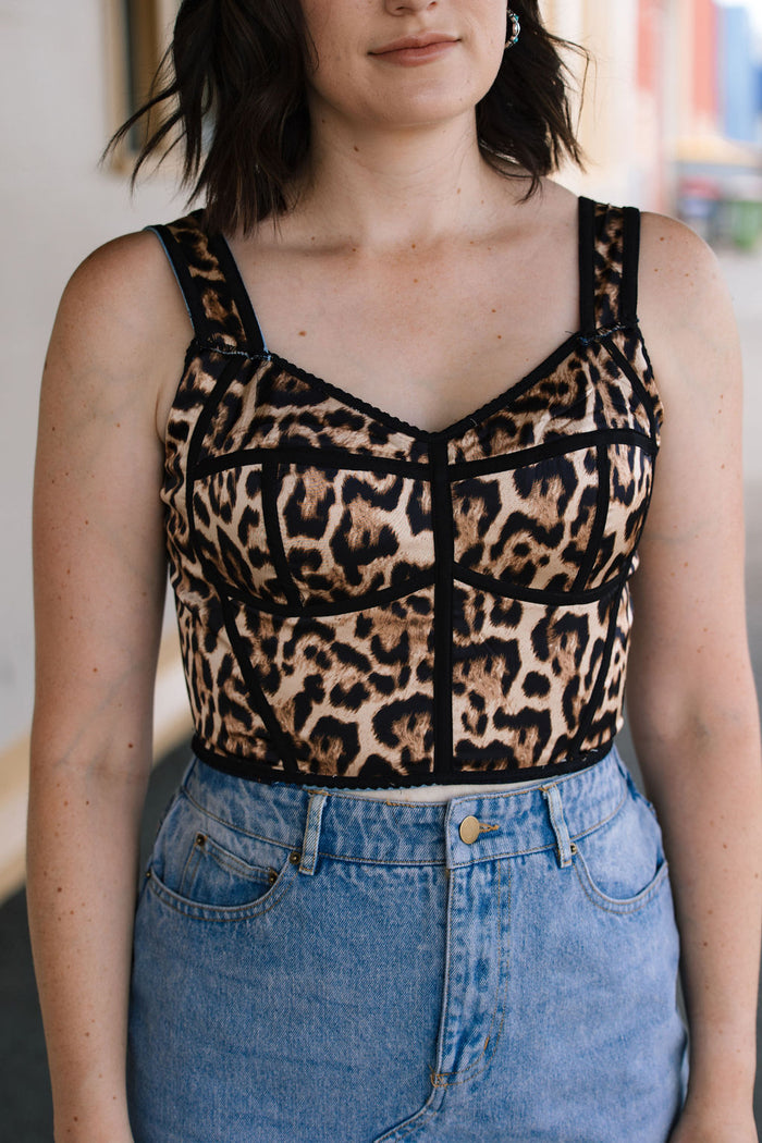 Mackena Top - Denim/Leopard Reversible