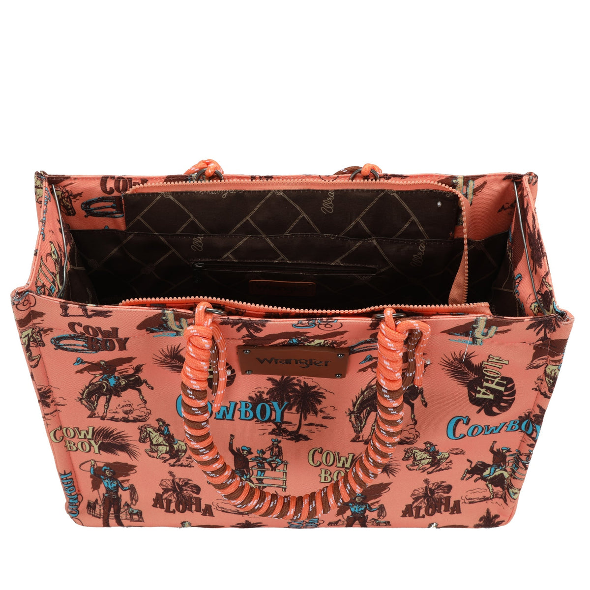 Wrangler Cowboy Print Wide Tote - Orange