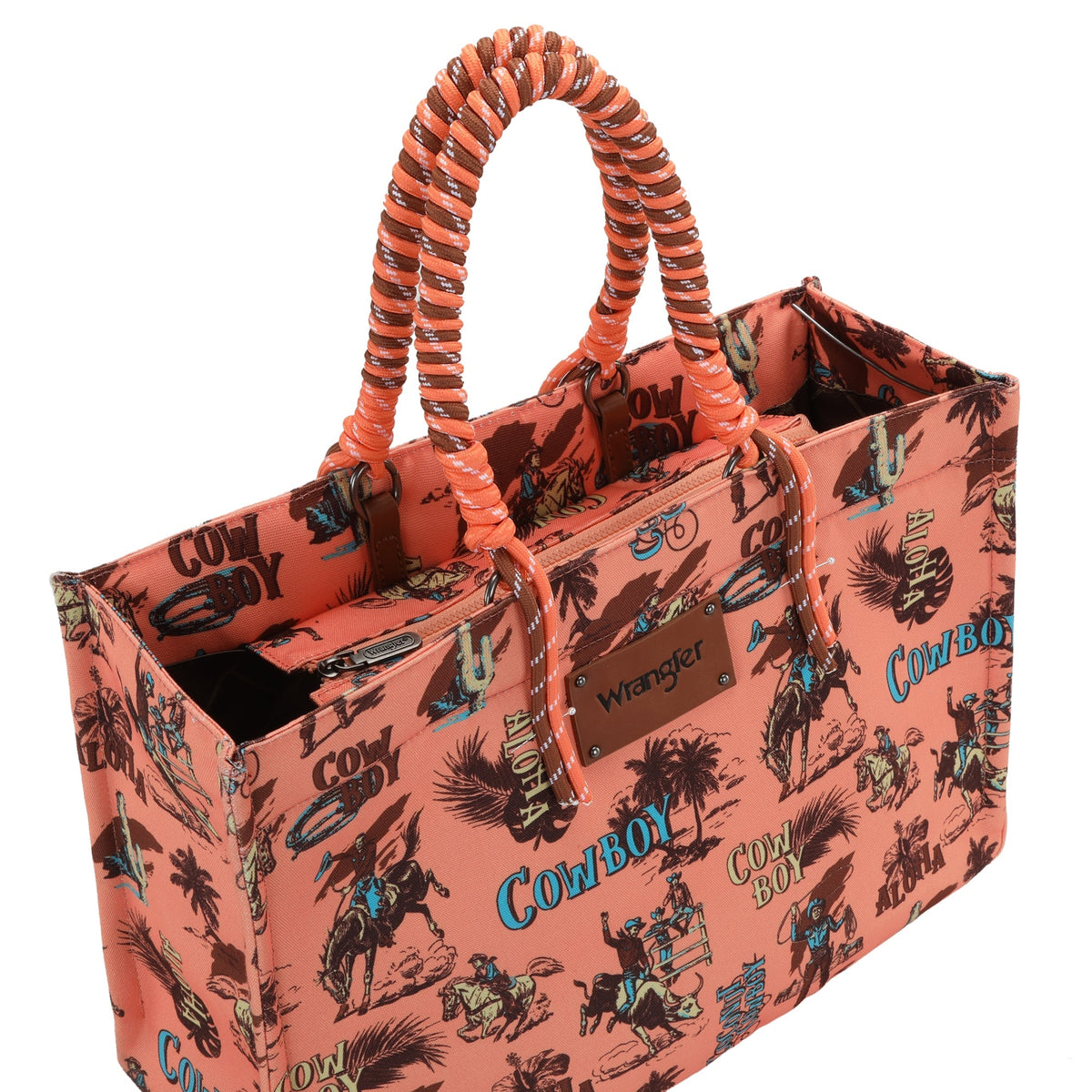 Wrangler Cowboy Print Wide Tote - Orange