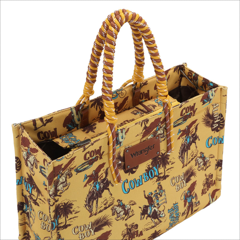 Wrangler Cowboy Print Wide Tote - Dark Yellow