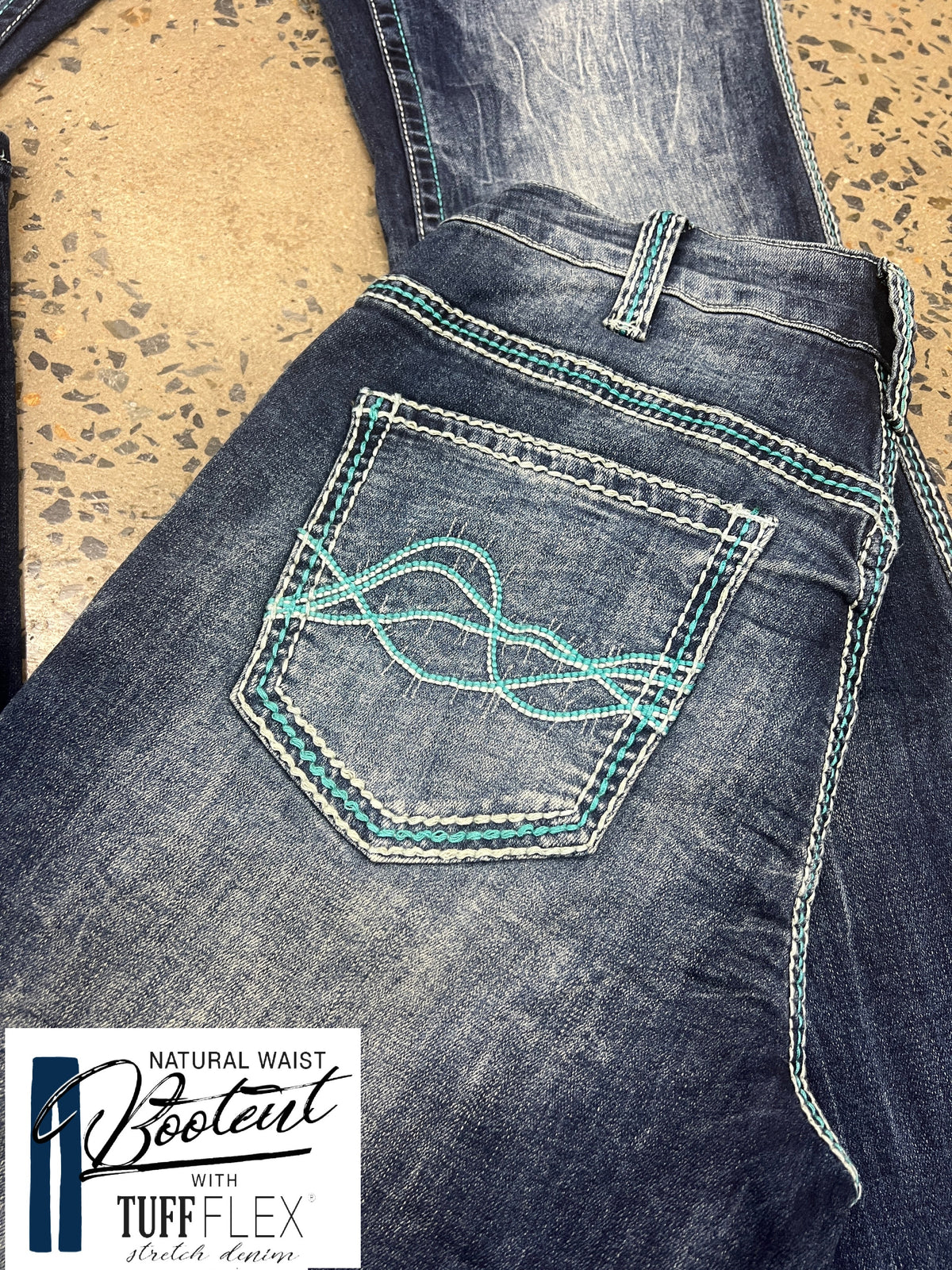 Cowgirl Tuff Jeans - Turquoise Hurricane Bootcut