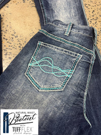 Cowgirl Tuff Jeans - Turquoise Hurricane Bootcut