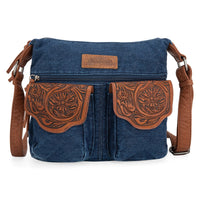 Wrangler - Floral Tooled Crossbody (Jean Navy)